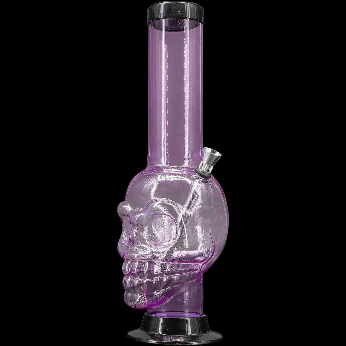 JM Plastics Acrylic Skull Chamber Bong in Purple, 12-15" Tall with Sturdy Base - Front View