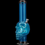 JM Plastics Acrylic Skull Chamber Bong in Blue - Front View with Sturdy Base