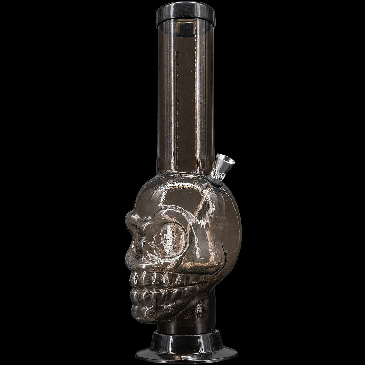 JM Plastics Acrylic Skull Chamber Bong in Clear Color, 12-15" Tall - Front View