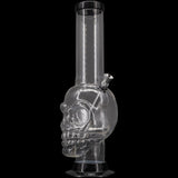 JM Plastics Acrylic Skull Chamber Bong, 12-15" Tall, Clear Variant, Front View