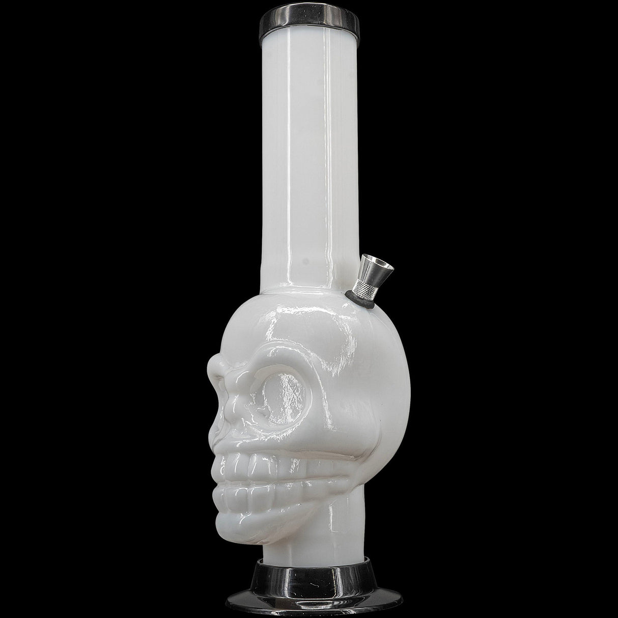 JM Plastics Acrylic Skull Chamber Bong, 12-15" Tall, Side View on White Background