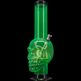 JM Plastics Acrylic Skull Chamber Bong in Vibrant Green - Front View with Deep Bowl