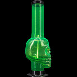 JM Plastics Acrylic Skull Chamber Bong in Vibrant Green, 12-15" Tall - Front View