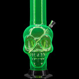 JM Plastics Acrylic Skull Chamber Bong in Vibrant Green - Front View