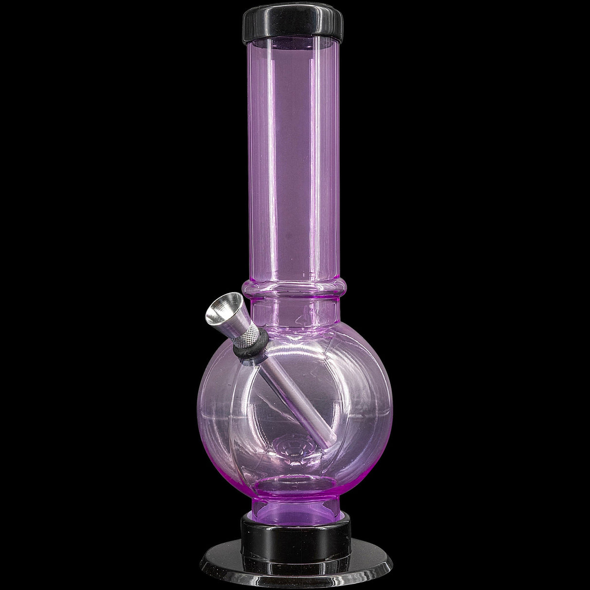 JM Plastics Acrylic Straight Tube Bubble Bottom Bong in Purple - Front View