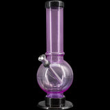 JM Plastics Acrylic Straight Tube Bubble Bottom Bong in Purple - Front View