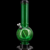 JM Plastics Acrylic Straight Tube Bubble Bottom Bong in Green, 9-12" Tall, Front View