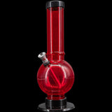 JM Plastics Acrylic Straight Tube Bubble Bottom Bong in Red - Front View