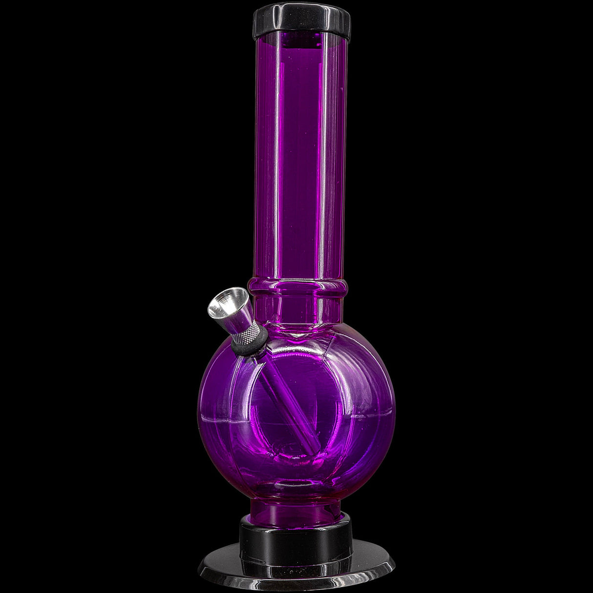 JM Plastics Acrylic Straight Tube Bubble Bottom Bong in Purple - Front View