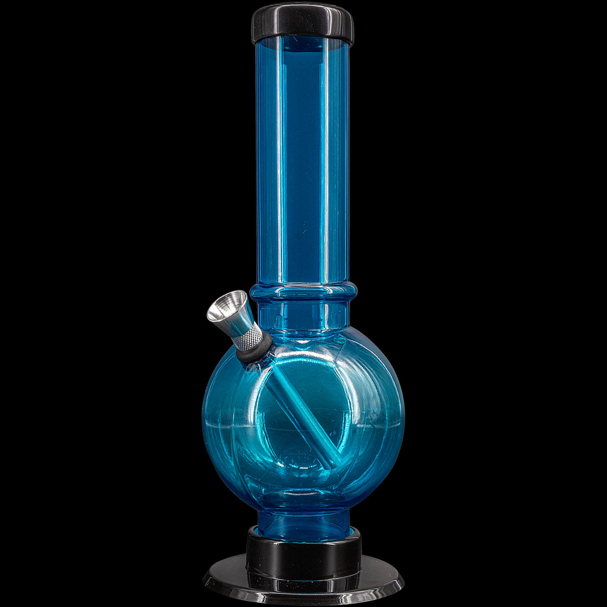 JM Plastics Acrylic Straight Tube Bubble Bottom Bong in Blue - Front View