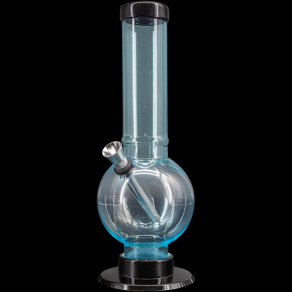 JM Plastics Acrylic Straight Tube Bubble Bottom Bong in Blue - Front View