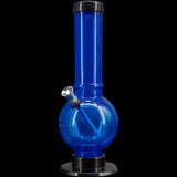 JM Plastics Acrylic Straight Tube Bubble Bottom Bong in Blue - Front View