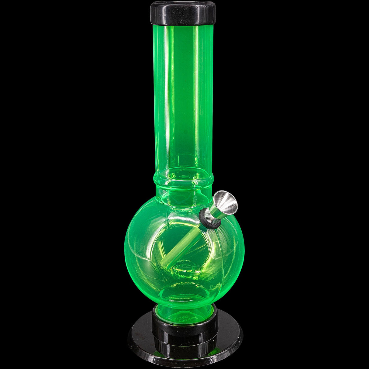 JM Plastics 12" Acrylic Straight Tube Bubble Bottom Bong in Vibrant Green - Front View