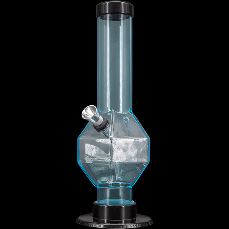 JM Plastics Acrylic Diamond Bong in Blue - Front View with Sturdy Base and Clear Tube