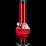 JM Plastics 9-12" Acrylic Diamond Bong in Red - Front View with a Sturdy Base