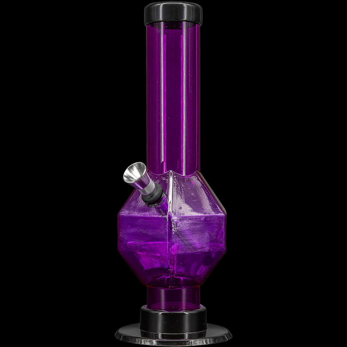 JM Plastics 9-12" Acrylic Diamond Bong in Purple - Durable with Metallic Base