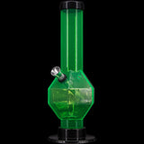 JM Plastics Acrylic Diamond Bong in Vibrant Green, Front View, 9-12" Tall with Sturdy Base