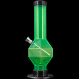 JM Plastics 9-12" Acrylic Diamond Bong in Green, Front View with Sturdy Base