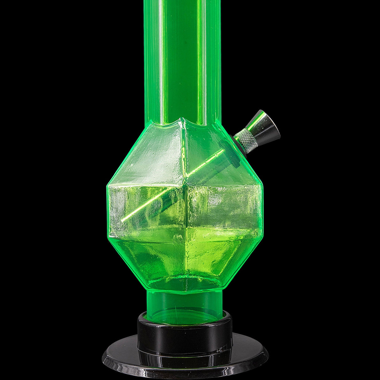 JM Plastics 9-12" Acrylic Diamond Bong in Green, Durable with Easy Grip - Front View