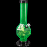 JM Plastics 9-12" Acrylic Diamond Bong in Vibrant Green - Front View