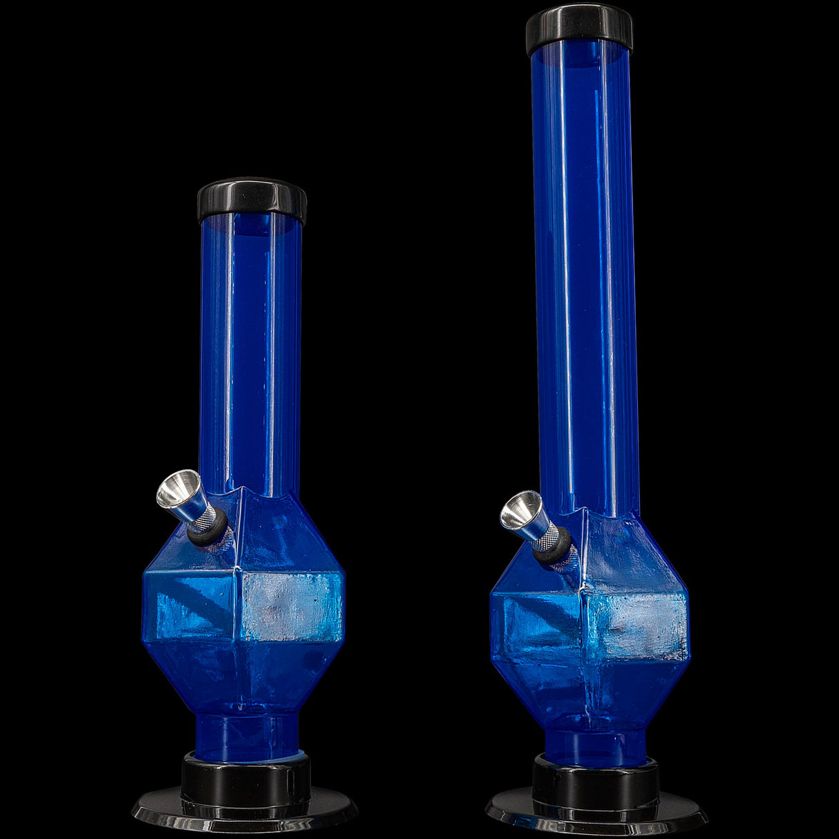 JM Plastics Acrylic Diamond Bong in Blue - 9" and 12" Options, Front View