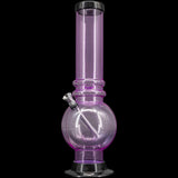 JM Plastics Acrylic Bubble Base Bong in Purple, 12-15" Tall - Front View on White Background