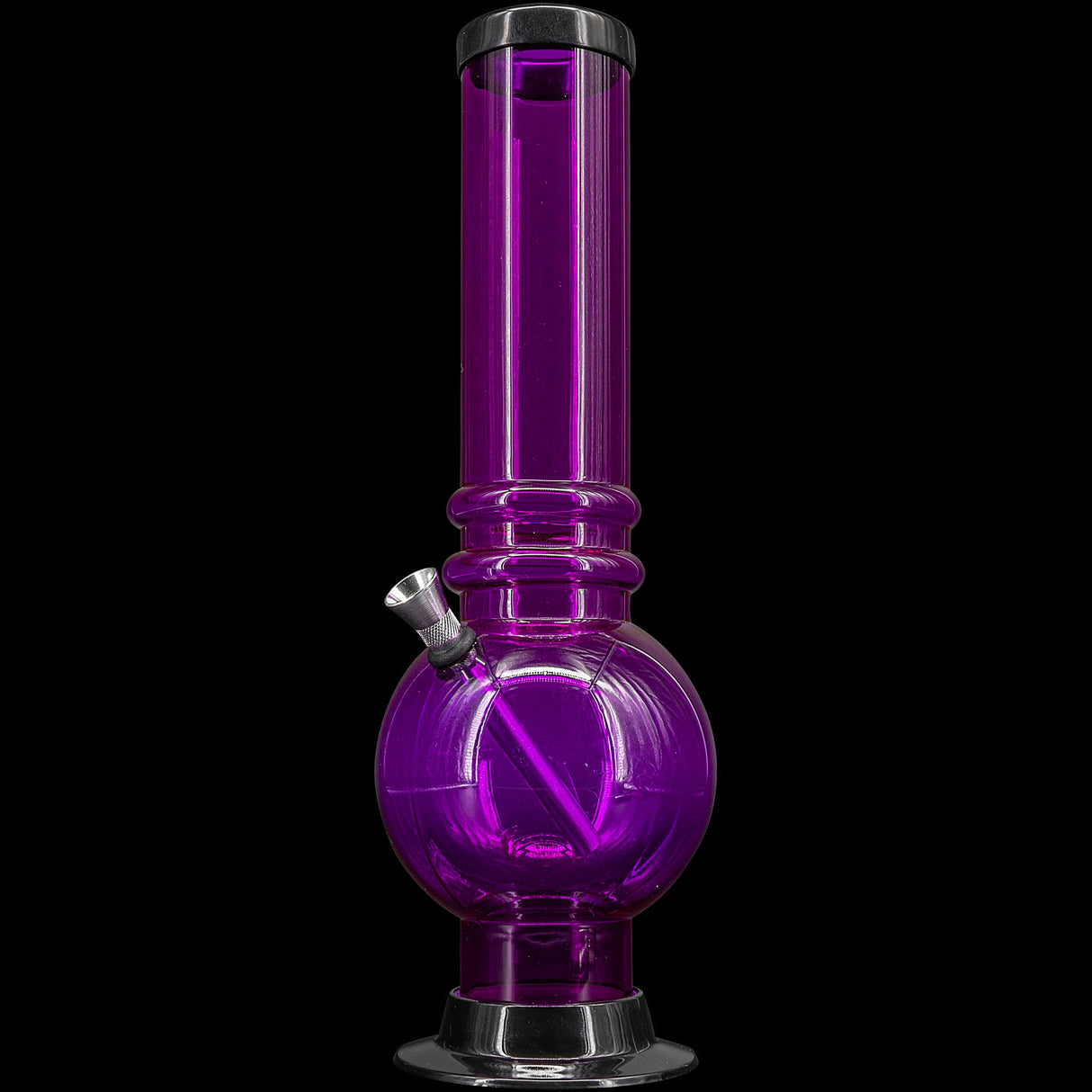 JM Plastics 12-15" Acrylic Bubble Base Bong in Vibrant Purple - Front View