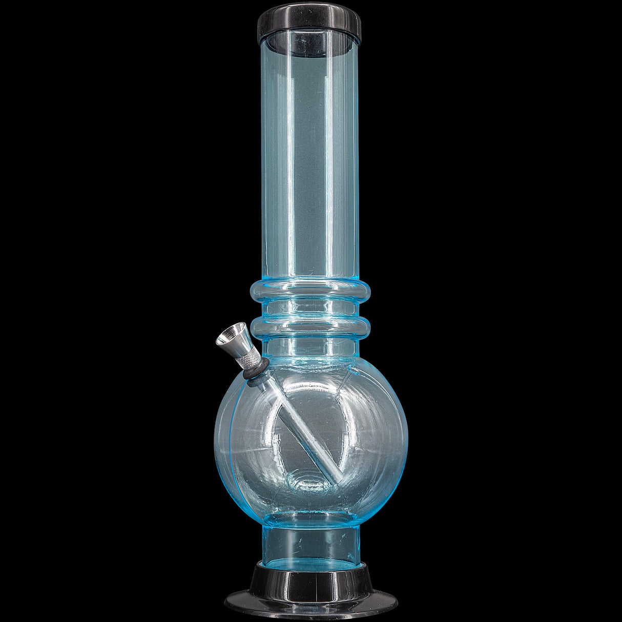 JM Plastics Acrylic Bubble Base Bong in Blue - Front View - Durable 12-15" Tall Water Pipe