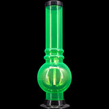 JM Plastics Acrylic Bubble Base Bong in Vibrant Green, 12-15" Tall - Front View