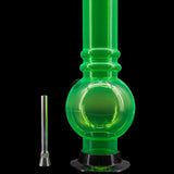 JM Plastics 12-15" Acrylic Bubble Base Bong in Vibrant Green with Detachable Metal Bowl