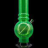 JM Plastics 12-15" Acrylic Bubble Base Bong in Vibrant Green, Front View on Seamless Black