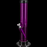 JM Plastics Acrylic Straight Tube Bong in Purple - 12" Tall Side View