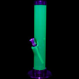 JM Plastics Acrylic Straight Tube Bong in Vibrant Green - Front View on Black Background