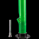 JM Plastics Acrylic Straight Tube Bong in Vibrant Green - Side View with Detachable Bowl