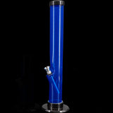 JM Plastics Acrylic Straight Tube Bong in Vibrant Blue - 12" Tall, Easy to Clean, Side View