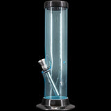 JM Plastics Acrylic Straight Tube Bong in Blue - Durable 12" Water Pipe Front View