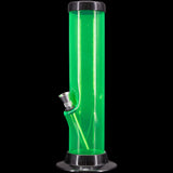 JM Plastics Acrylic Straight Tube Basic Bong in Vibrant Green, 12" Tall - Front View