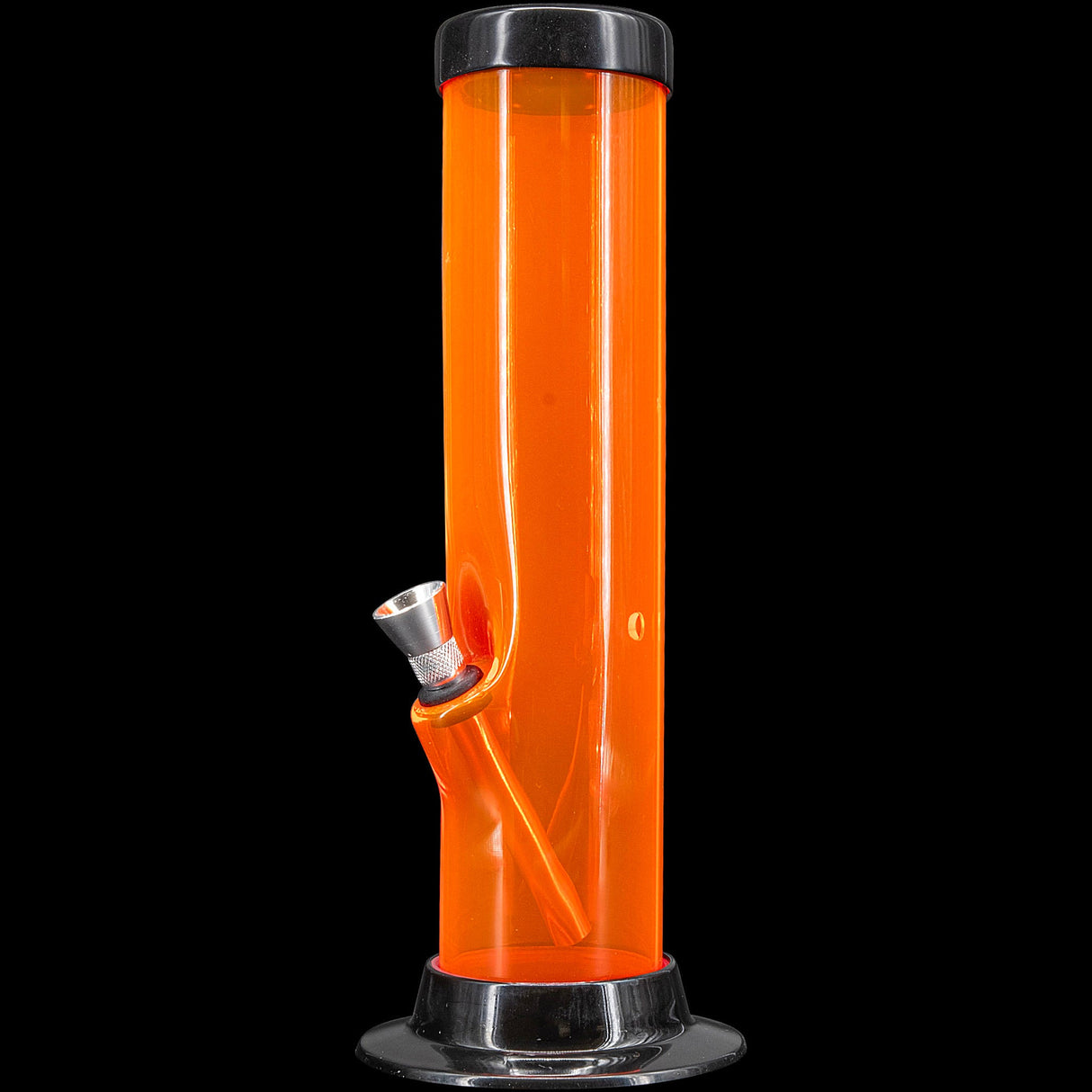 JM Plastics 12" Acrylic Straight Tube Bong in Orange - Front View