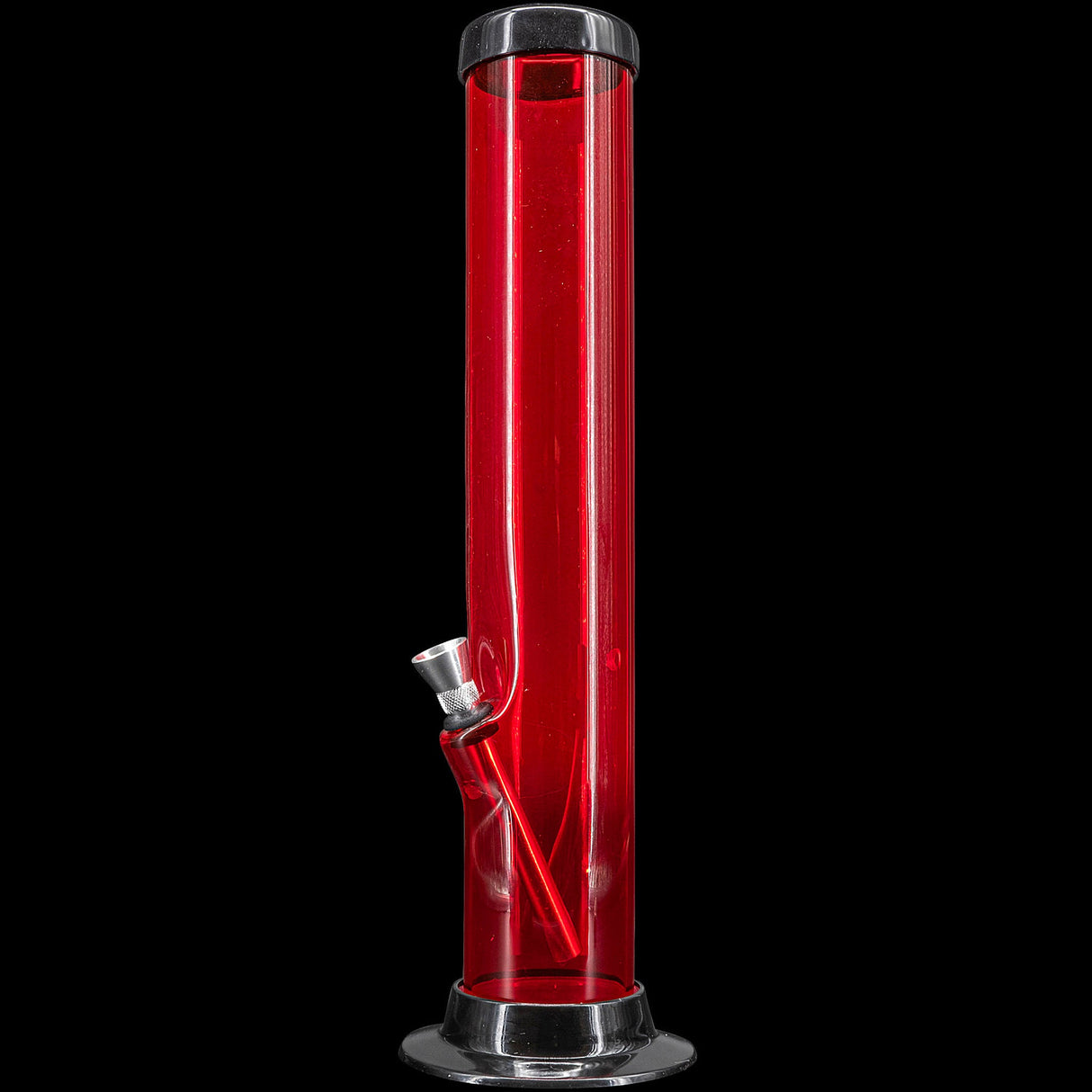 JM Plastics Acrylic Straight Tube Bong in Red, 15" Tall, Durable with Easy-to-Clean Design