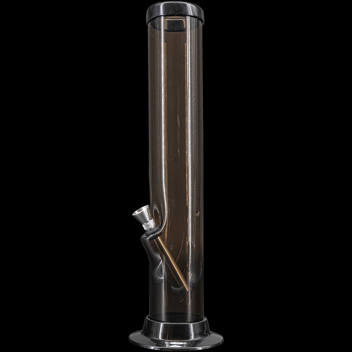 JM Plastics Acrylic Straight Tube Bong in Sleek Black - Front View with Detachable Bowl