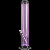 JM Plastics Acrylic Straight Tube Bong in Purple - 12" Tall Front View with Clear Downstem