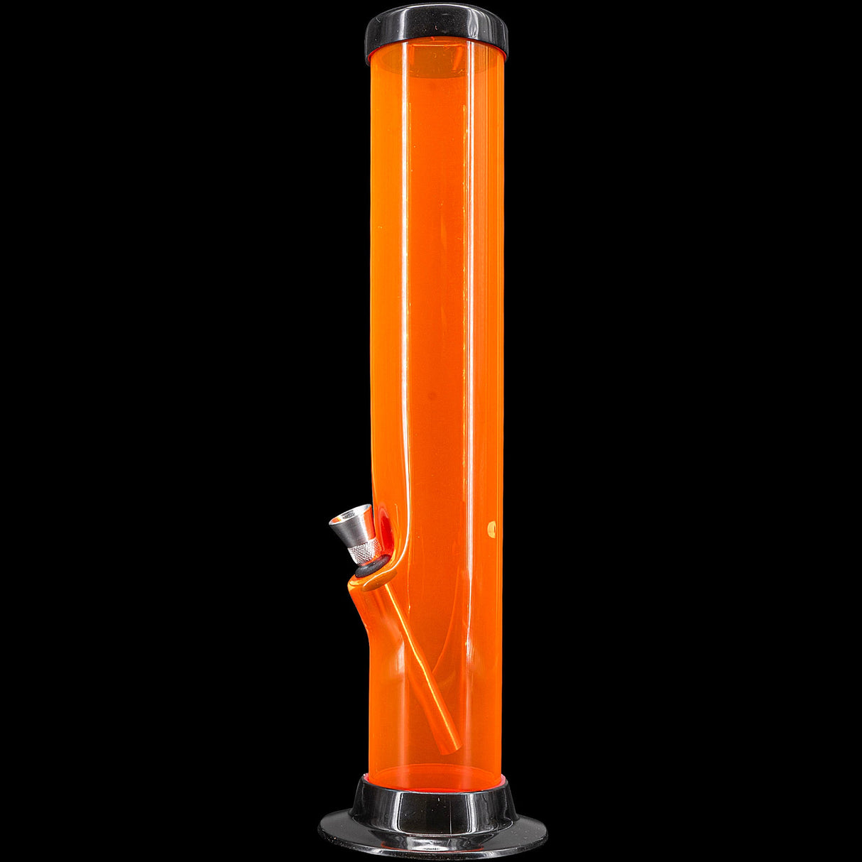 JM Enterprises Acrylic Straight Tube Basic Bong in Orange, 12" Tall - Front View