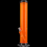 JM Enterprises Acrylic Straight Tube Basic Bong in Orange, 12" Tall - Front View