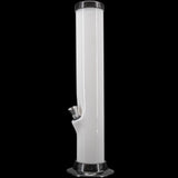 JM Plastics Acrylic Straight Tube Bong in White, Front View, Sturdy Base, Easy to Clean