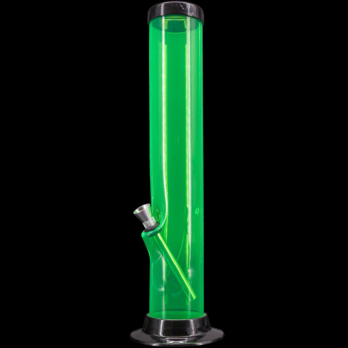 JM Plastics Acrylic Straight Tube Bong in Vibrant Green - 15" Tall Side View