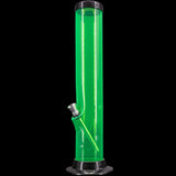 JM Plastics Acrylic Straight Tube Bong in Vibrant Green - 15" Tall Side View