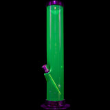 JM Plastics Acrylic Straight Tube Basic Bong in Vibrant Green, 15" Tall - Front View