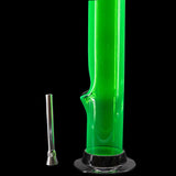 JM Plastics Acrylic Straight Tube Bong in Vibrant Green with Detachable Bowl - Side View