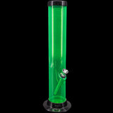 JM Plastics Acrylic Straight Tube Basic Bong in Vibrant Green, 12" Tall, Front View