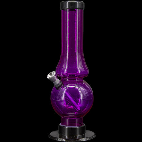 JM Plastics Acrylic Straight Tube Bubble Flare Bong, 6-9", Purple, Front View
